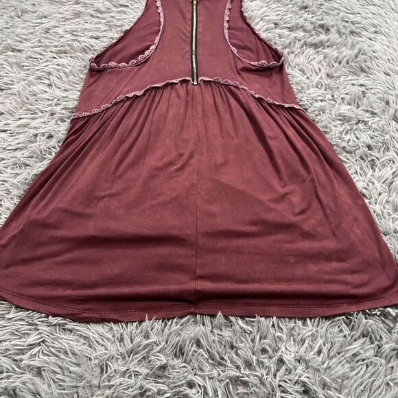 POL Womens Tunic Tank Top Lace Trim Stone Wash Peplum Small Burgundy - Picture 10 of 10